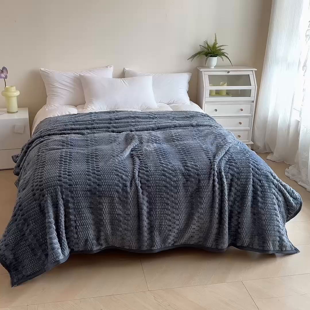 91家纺网 家纺一手货源 找家纺 胜百毛毯2025新金龟绒毛毯 深灰