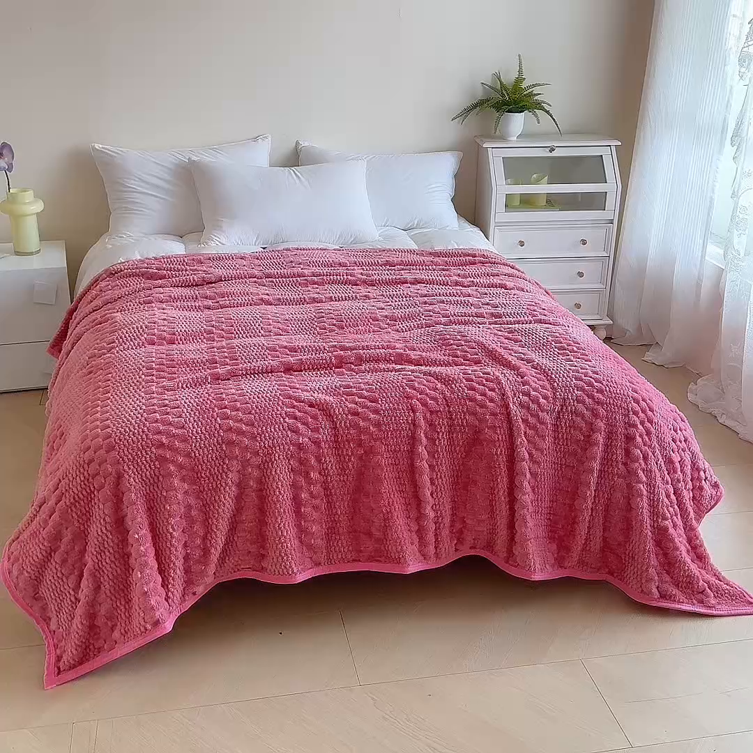 91家纺网 家纺一手货源 找家纺 胜百毛毯2025新金龟绒毛毯 豆沙