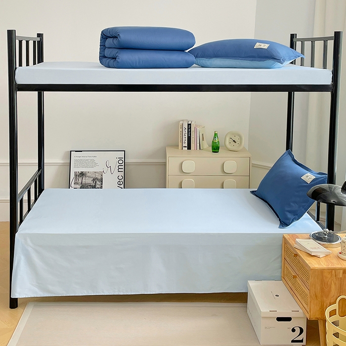 91家纺网 家纺一手货源 找家纺 锦润家纺2025新款13372全棉纯色双拼学生宿舍三件套六件套