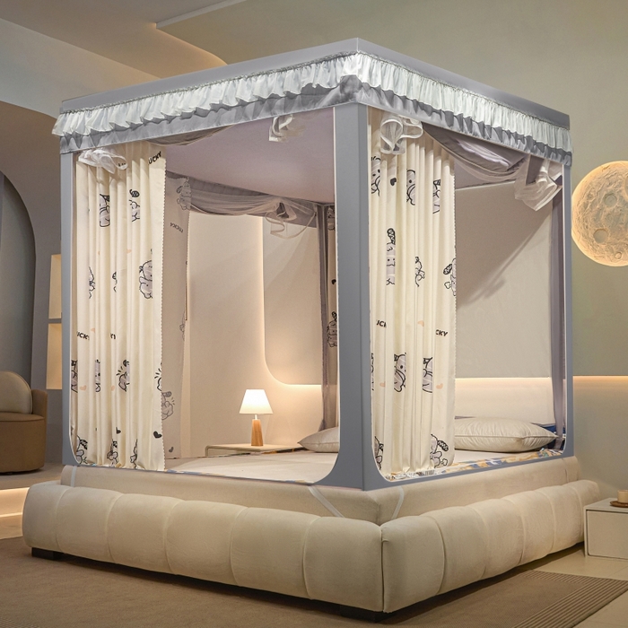 91家纺网 家纺一手货源 找家纺 （总）博诺蚊帐 2025新款U型烤漆方顶坐床蚊帐