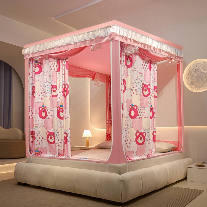 91家纺网 家纺一手货源 找家纺 （总）博诺蚊帐 2025新款U型烤漆方顶坐床蚊帐