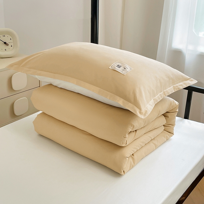 91家纺网 家纺一手货源 找家纺 锦润家纺2025新款13372全棉纯色双拼学生宿舍三件套六件套