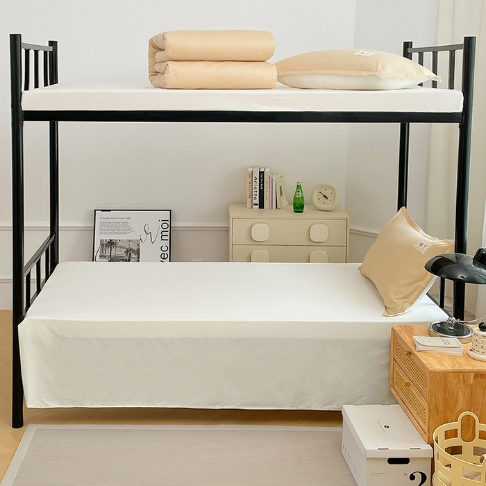 91家纺网 家纺一手货源 找家纺 锦润家纺2025新款13372全棉纯色双拼学生宿舍三件套六件套