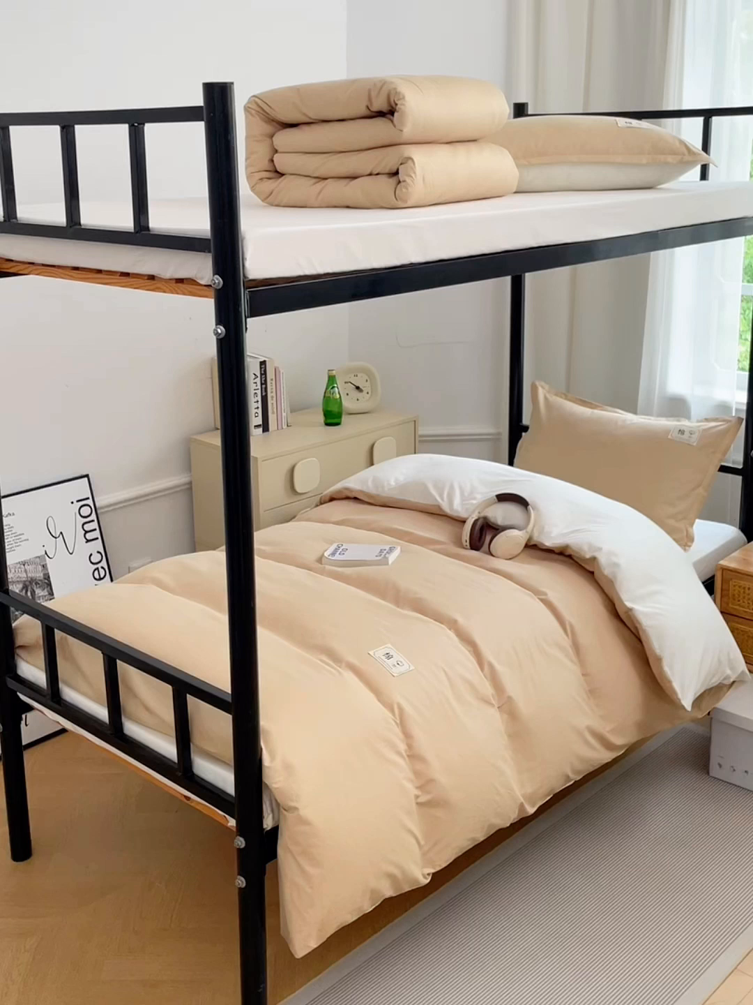 91家纺网 家纺一手货源 找家纺 锦润家纺2025新款13372全棉纯色双拼学生宿舍三件套六件套