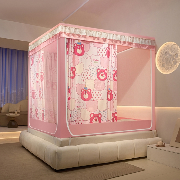 91家纺网 家纺一手货源 找家纺 （总）博诺蚊帐 2025新款U型烤漆方顶坐床蚊帐