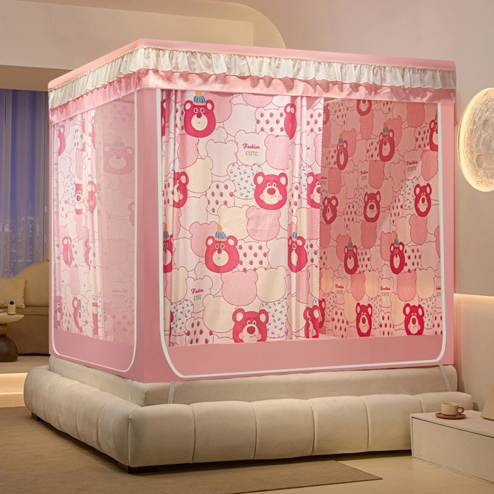 91家纺网 家纺一手货源 找家纺 （总）博诺蚊帐 2025新款U型烤漆方顶坐床蚊帐