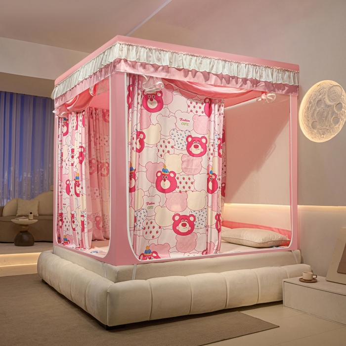 91家纺网 家纺一手货源 找家纺 （总）博诺蚊帐 2025新款U型烤漆方顶坐床蚊帐