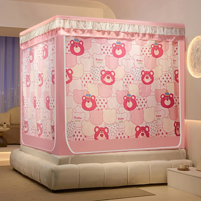 91家纺网 家纺一手货源 找家纺 （总）博诺蚊帐 2025新款U型烤漆方顶坐床蚊帐