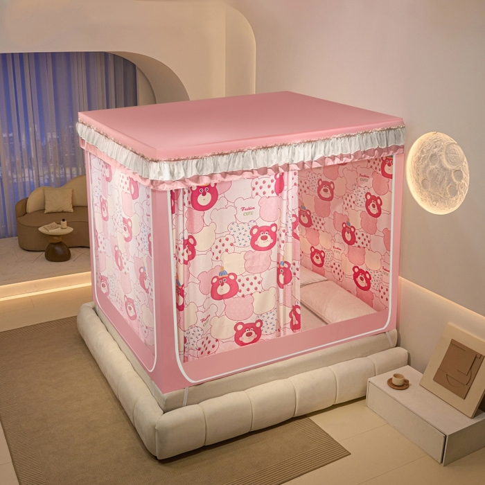 91家纺网 家纺一手货源 找家纺 （总）博诺蚊帐 2025新款U型烤漆方顶坐床蚊帐