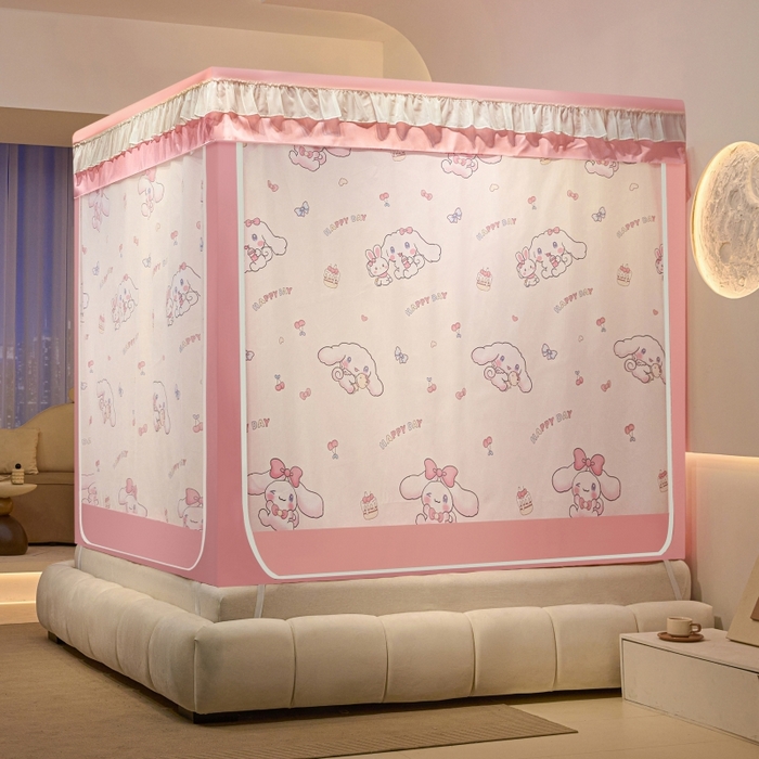 91家纺网 家纺一手货源 找家纺 博诺蚊帐 2025新款U型烤漆方顶坐床蚊帐 玉桂狗