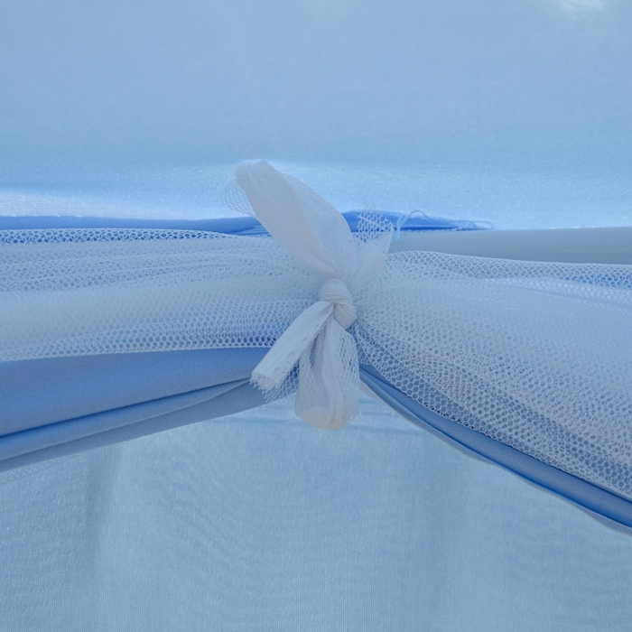 91家纺网 家纺一手货源 找家纺 博诺蚊帐 2025新款U型烤漆方顶坐床蚊帐 帕恰狗-蓝