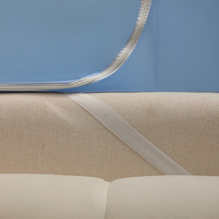 91家纺网 家纺一手货源 找家纺 博诺蚊帐 2025新款U型烤漆方顶坐床蚊帐 帕恰狗-蓝