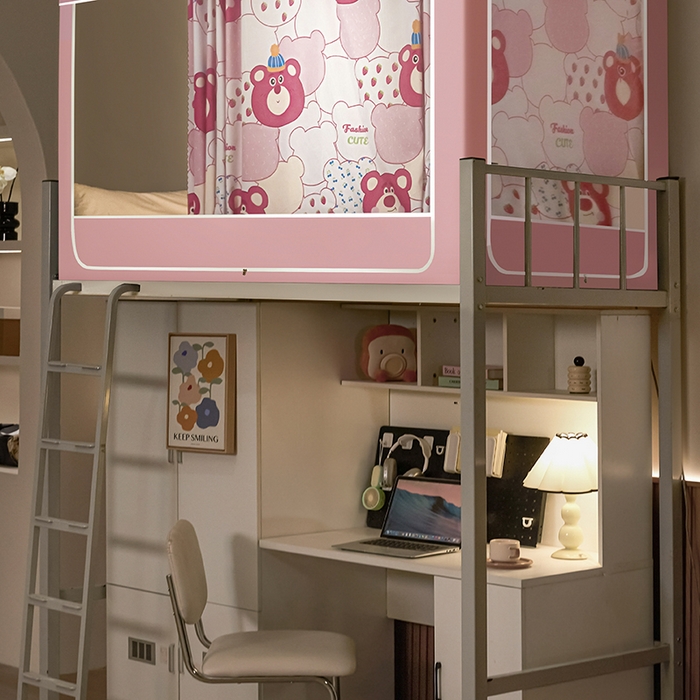 91家纺网 家纺一手货源 找家纺 博诺蚊帐 2025新款学生床遮光蚊帐 草莓熊