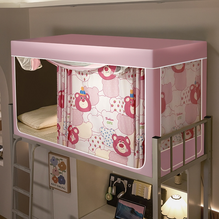 91家纺网 家纺一手货源 找家纺 博诺蚊帐 2025新款学生床遮光蚊帐 草莓熊