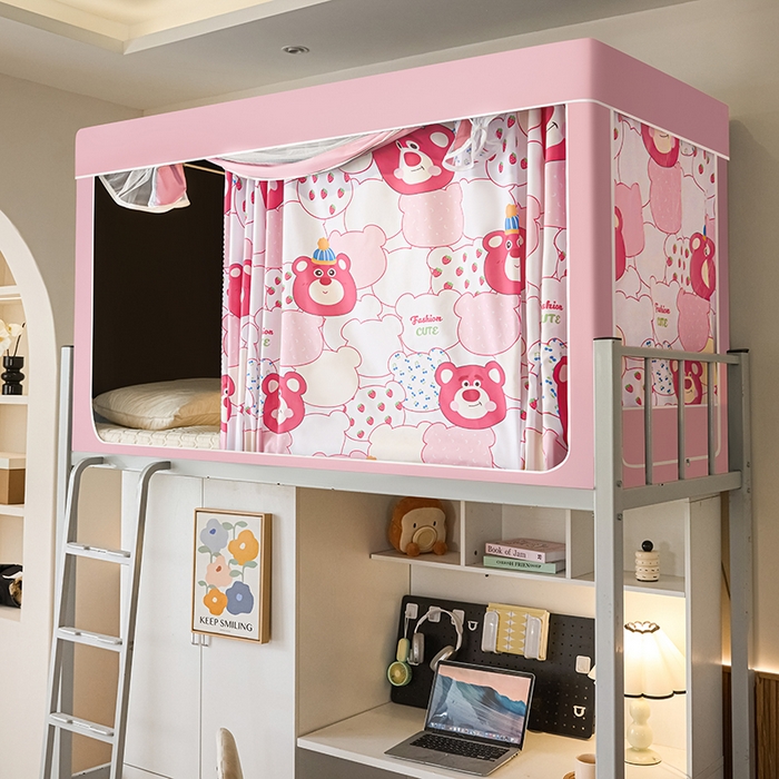 91家纺网 家纺一手货源 找家纺 博诺蚊帐 2025新款学生床遮光蚊帐 草莓熊