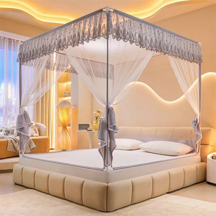 91家纺网 家纺一手货源 找家纺 博诺蚊帐 2025新款坐床全底蚊帐 星空灰