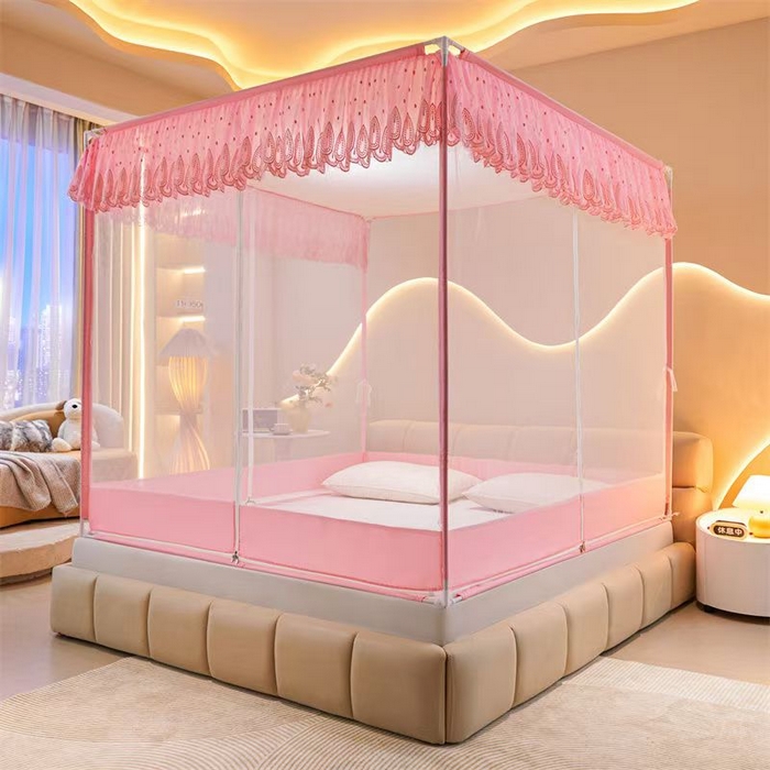 博诺蚊帐 2025新款坐床全底蚊帐 樱花粉