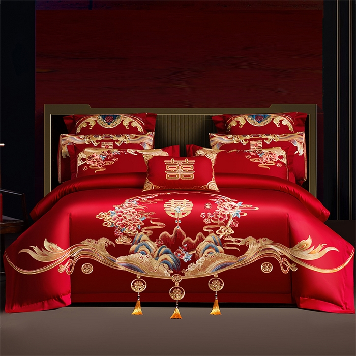 91家纺网 家纺一手货源 找家纺 （总）用心 2025新款婚庆全棉刺绣四件套多件套系列