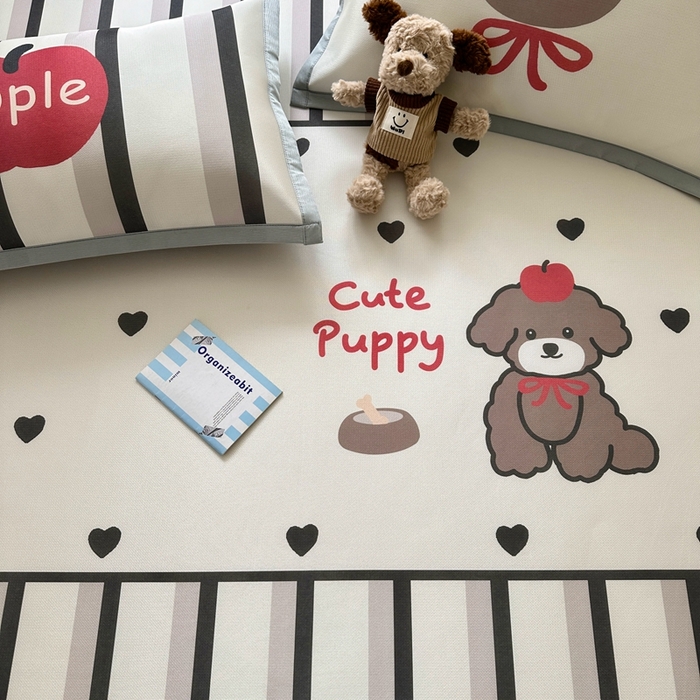 91家纺网 家纺一手货源 找家纺  （提供买家秀 爆款花型 不断货）2025新款A类碳光软冰丝凉席系列-床笠款 幸运狗狗