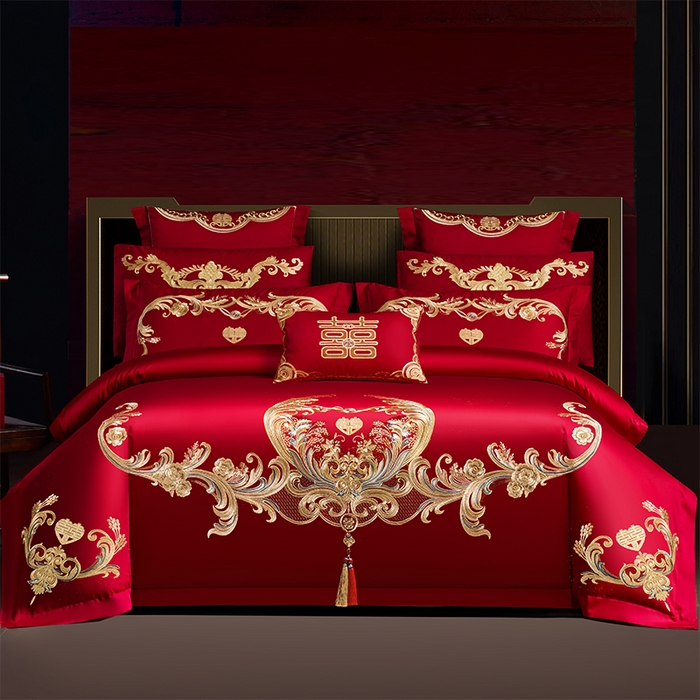 用心 2025新款婚庆全棉刺绣四件套多件套系列 佳偶良缘