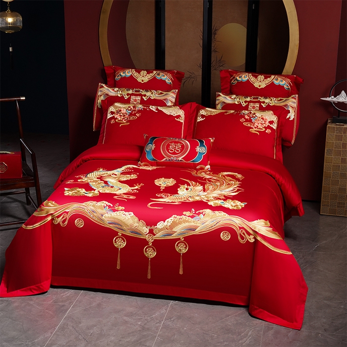 91家纺网 家纺一手货源 找家纺 用心 2025新款婚庆全棉刺绣四件套多件套系列