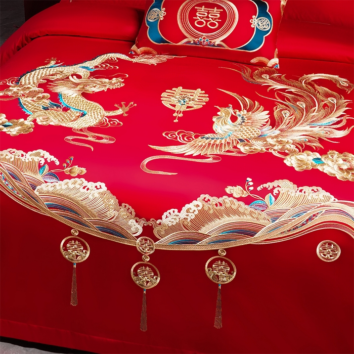 91家纺网 家纺一手货源 找家纺 用心 2025新款婚庆全棉刺绣四件套多件套系列