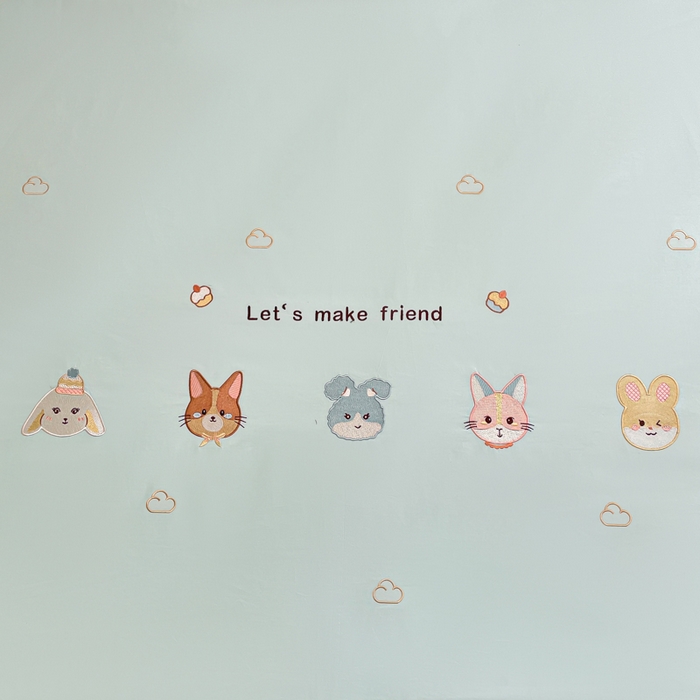 91家纺网 家纺一手货源 找家纺 （提供买家秀 爆款花型 不断货）2025新款全棉纯棉水洗棉毛巾绣贴布绣卡通四件套 森林伙伴