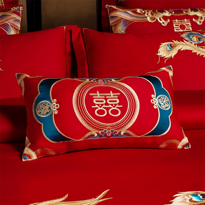 91家纺网 家纺一手货源 找家纺 用心 2025新款婚庆全棉刺绣四件套多件套系列 龙凤双喜