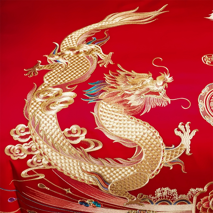 91家纺网 家纺一手货源 找家纺 用心 2025新款婚庆全棉刺绣四件套多件套系列 龙凤双喜