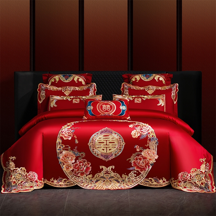 用心 2025新款婚庆全棉刺绣四件套多件套系列皇家喜事