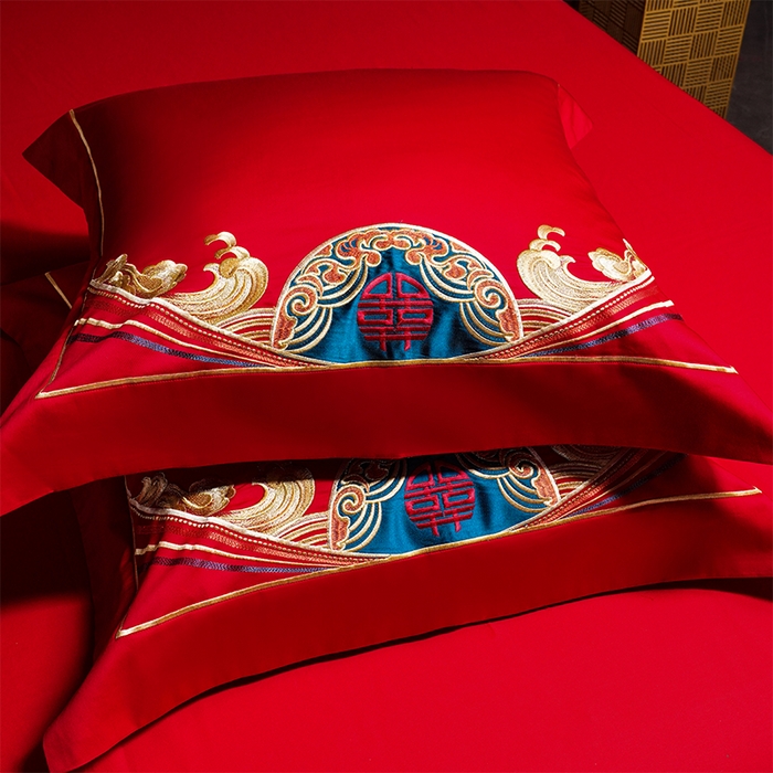 91家纺网 家纺一手货源 找家纺 用心 2025新款婚庆全棉刺绣四件套多件套系列皇家喜事