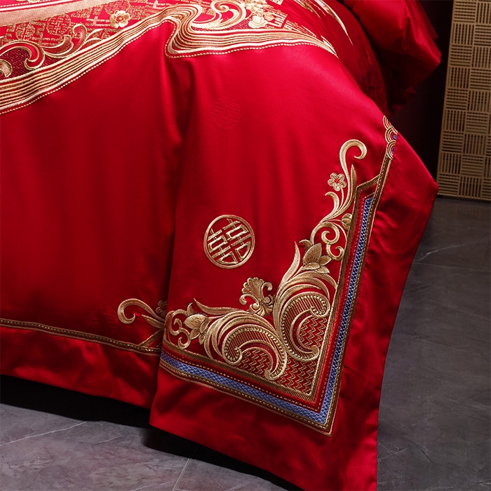 91家纺网 家纺一手货源 找家纺 用心 2025新款婚庆全棉刺绣四件套多件套系列