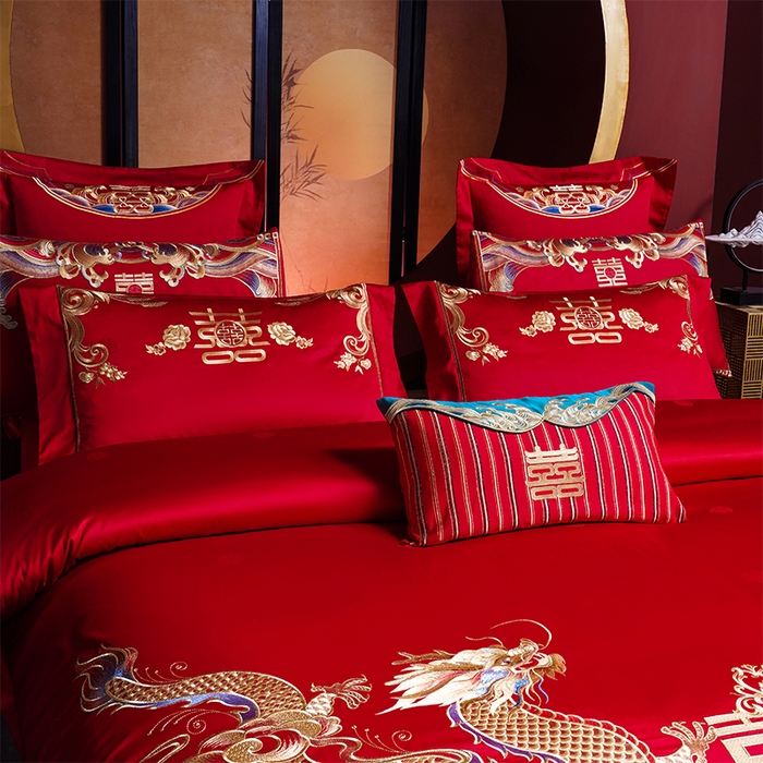 91家纺网 家纺一手货源 找家纺 用心 2025新款婚庆全棉刺绣四件套多件套系列