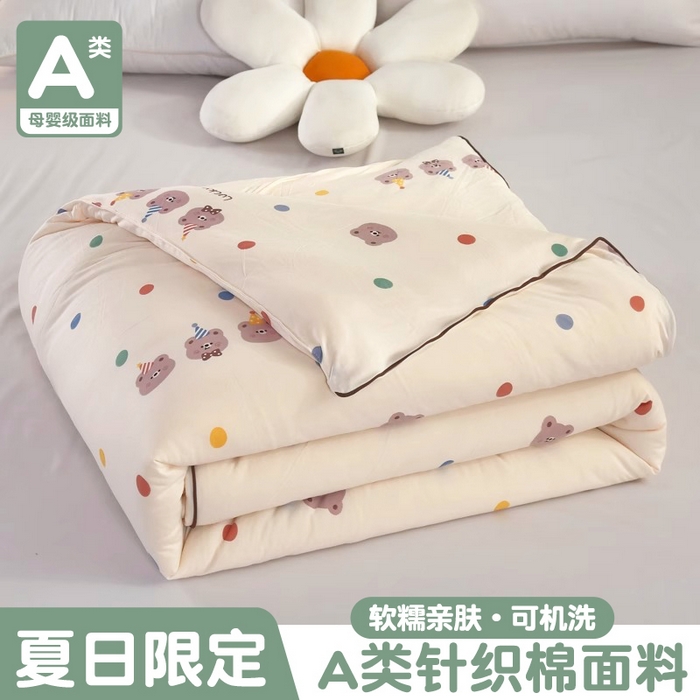  提供买家秀爆款花型不断货）2025新款A类母婴级宝宝被子豆豆绒牛奶针织棉被子儿童豆豆被大豆被春秋冬被 牛奶针织被-波点小熊