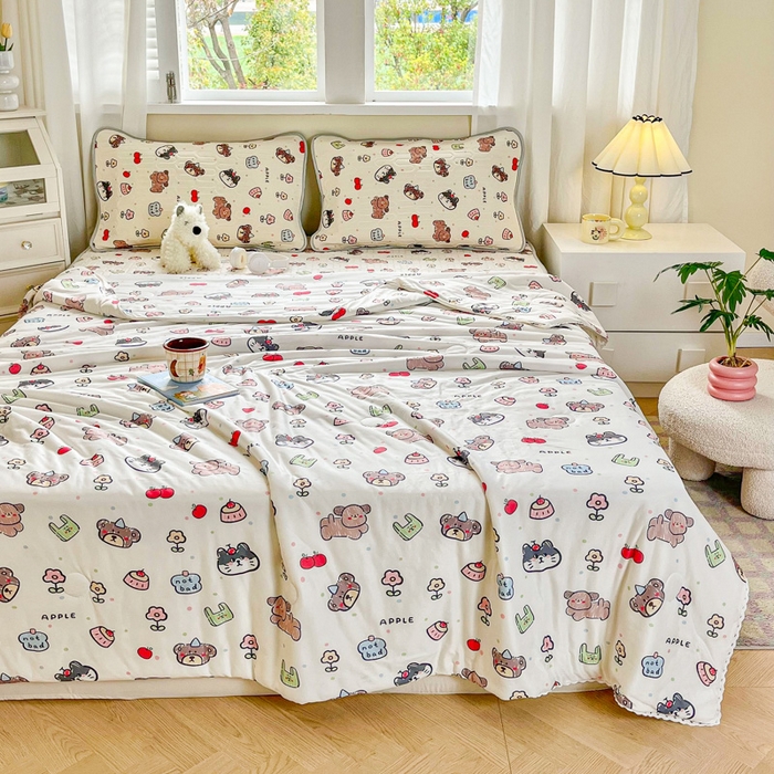 91家纺网 家纺一手货源 找家纺  提供买家秀爆款花型不断货）2025新款A类母婴级宝宝被子豆豆绒牛奶针织棉被子儿童豆豆被大豆被春秋冬被 牛奶针织被-动物世界