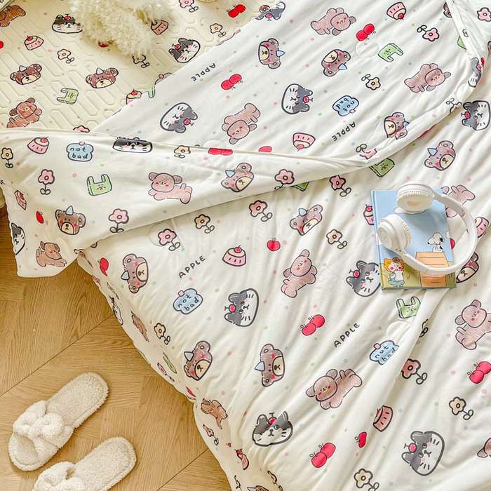 91家纺网 家纺一手货源 找家纺  提供买家秀爆款花型不断货）2025新款A类母婴级宝宝被子豆豆绒牛奶针织棉被子儿童豆豆被大豆被春秋冬被 牛奶针织被-动物世界