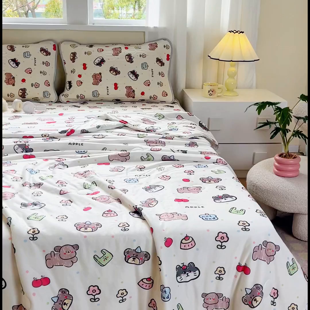 91家纺网 家纺一手货源 找家纺  提供买家秀爆款花型不断货）2025新款A类母婴级宝宝被子豆豆绒牛奶针织棉被子儿童豆豆被大豆被春秋冬被 牛奶针织被-动物世界