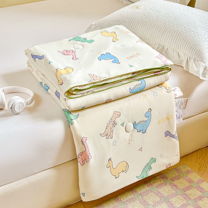 91家纺网 家纺一手货源 找家纺  提供买家秀爆款花型不断货）2025新款A类母婴级宝宝被子豆豆绒牛奶针织棉被子儿童豆豆被大豆被春秋冬被 牛奶针织被-恐龙世界