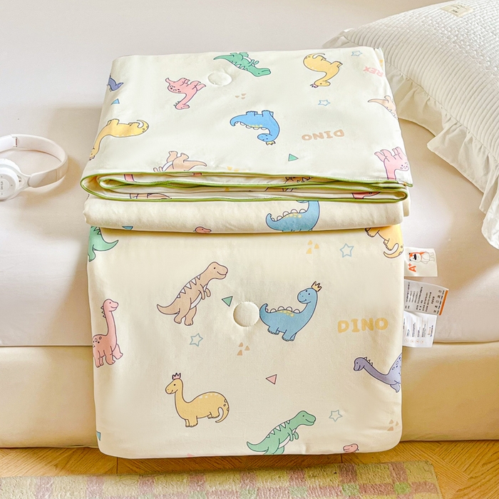 91家纺网 家纺一手货源 找家纺  提供买家秀爆款花型不断货）2025新款A类母婴级宝宝被子豆豆绒牛奶针织棉被子儿童豆豆被大豆被春秋冬被 牛奶针织被-恐龙世界