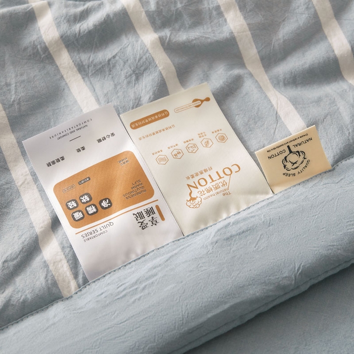 91家纺网 家纺一手货源 找家纺  2025新款无印风新疆棉花夏被夏凉被空调可机洗（提供买家秀 爆款花型 不断货） 蓝宽条