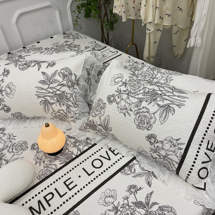 91家纺网 家纺一手货源 找家纺 禧瑞谷 2025新款全棉纯棉双层花边绗缝夹棉榻榻米支持定制农村大炕盖 梦境