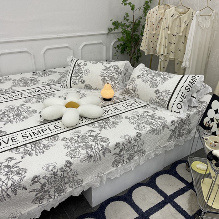 91家纺网 家纺一手货源 找家纺 禧瑞谷 2025新款全棉纯棉双层花边绗缝夹棉榻榻米支持定制农村大炕盖 梦境