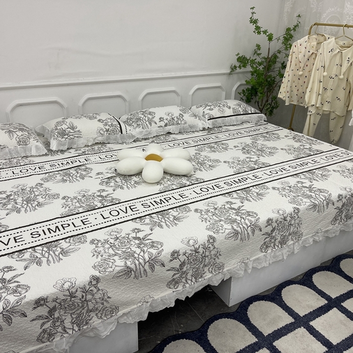 91家纺网 家纺一手货源 找家纺 禧瑞谷 2025新款全棉纯棉双层花边绗缝夹棉榻榻米支持定制农村大炕盖 梦境