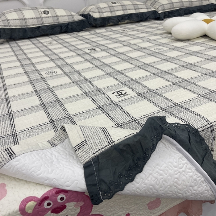 91家纺网 家纺一手货源 找家纺 禧瑞谷 2025新款全棉纯棉双层花边绗缝夹棉榻榻米支持定制农村大炕盖 香香格子
