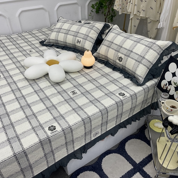 91家纺网 家纺一手货源 找家纺 禧瑞谷 2025新款全棉纯棉双层花边绗缝夹棉榻榻米支持定制农村大炕盖 香香格子