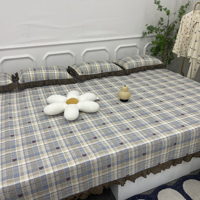 91家纺网 家纺一手货源 找家纺 禧瑞谷 2025新款全棉纯棉双层花边绗缝夹棉榻榻米支持定制农村大炕盖