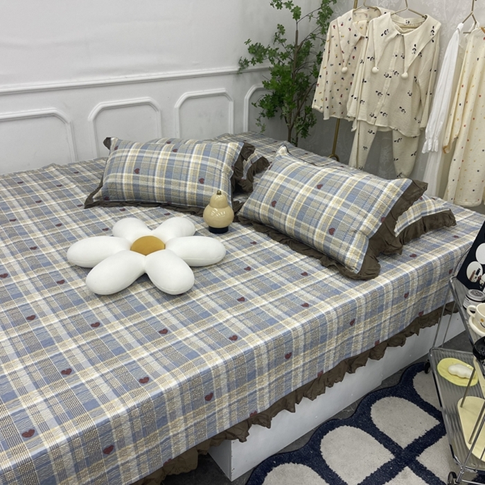 91家纺网 家纺一手货源 找家纺 禧瑞谷 2025新款全棉纯棉双层花边绗缝夹棉榻榻米支持定制农村大炕盖