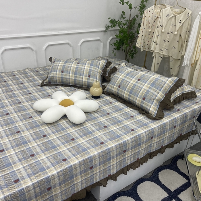 91家纺网 家纺一手货源 找家纺 禧瑞谷 2025新款全棉纯棉双层花边绗缝夹棉榻榻米支持定制农村大炕盖