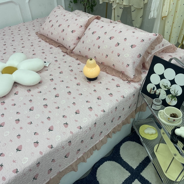 91家纺网 家纺一手货源 找家纺 禧瑞谷 2025新款全棉纯棉双层花边绗缝夹棉榻榻米支持定制农村大炕盖