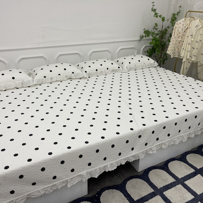 91家纺网 家纺一手货源 找家纺 禧瑞谷 2025新款全棉纯棉双层花边绗缝夹棉榻榻米支持定制农村大炕盖